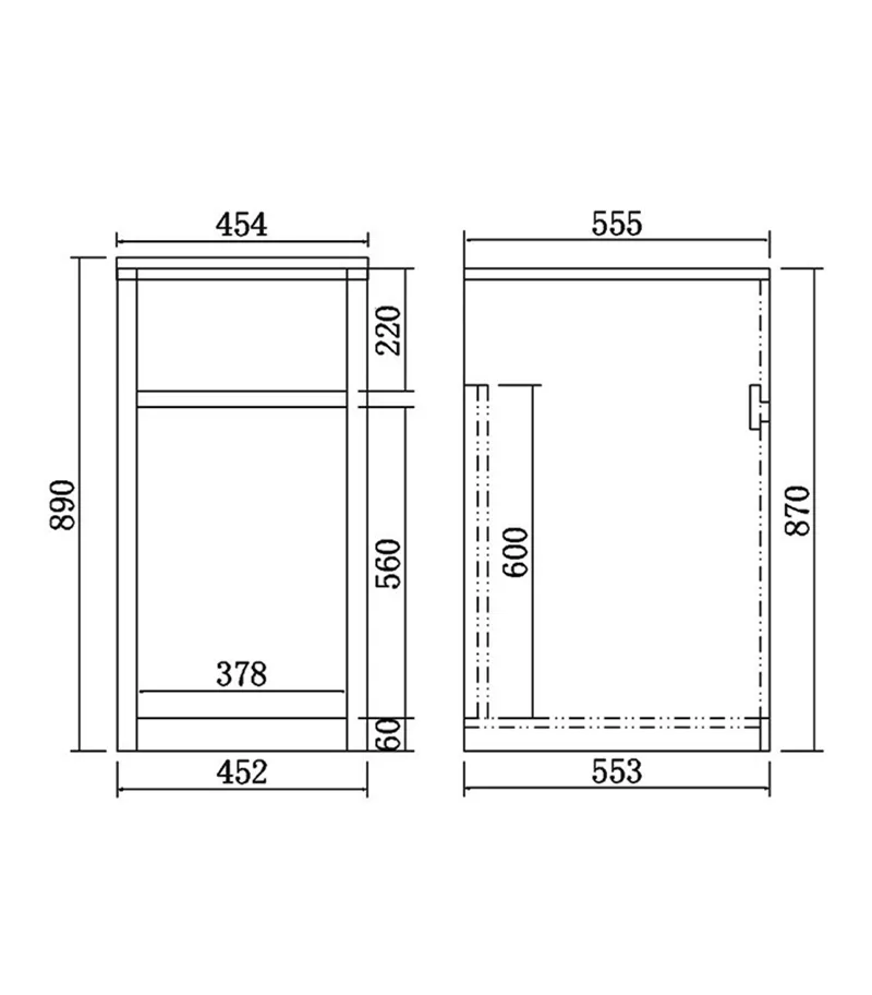 35L PVC Laundry Tub With Stainless Steel Sink PPLT455 Technical Drawing