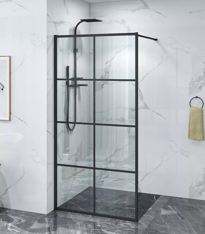Milano Matt Black Frame Single Panel Shower Screen Milano Matt Black Frame Single Panel Shower Screen