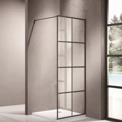 Milano Matt Black Frame Single Panel Shower Screen