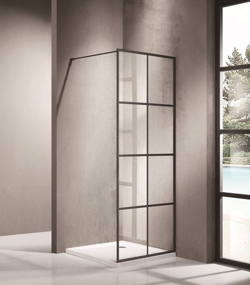 Milano Matt Black Frame Single Panel Shower Screen