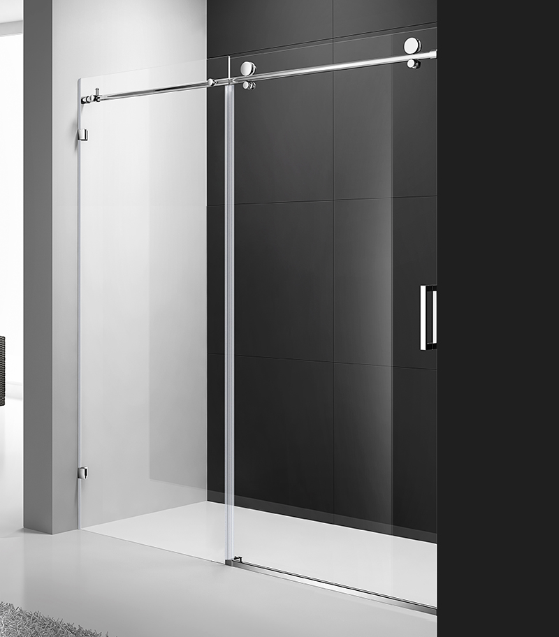 Milano Chrome Fittings Frameless Wall To Wall Shower Screen Top Round Rod SL1+2-CR W2W