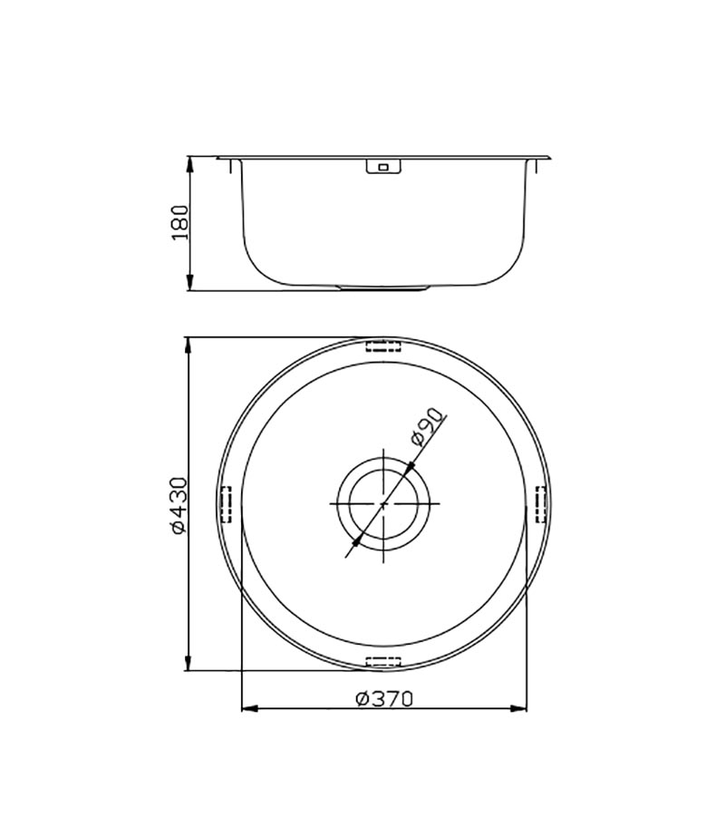 Round Chrome Single Bowl Sink 430mm Specification