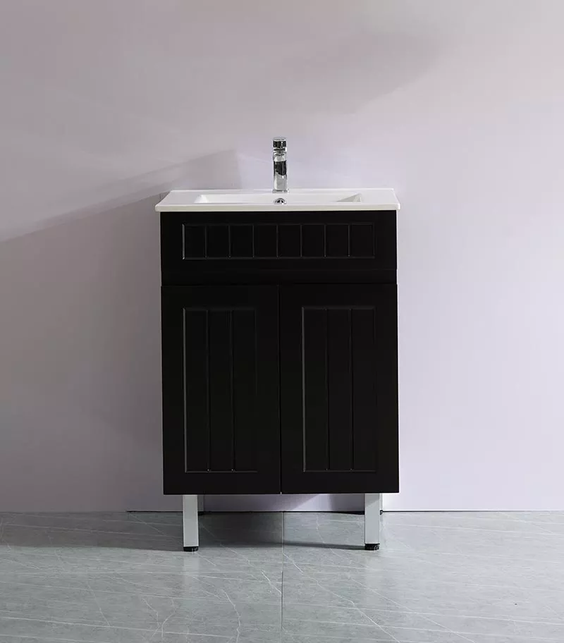 Acacia Shaker Matt Black 600mm PVC Freestanding Vanity