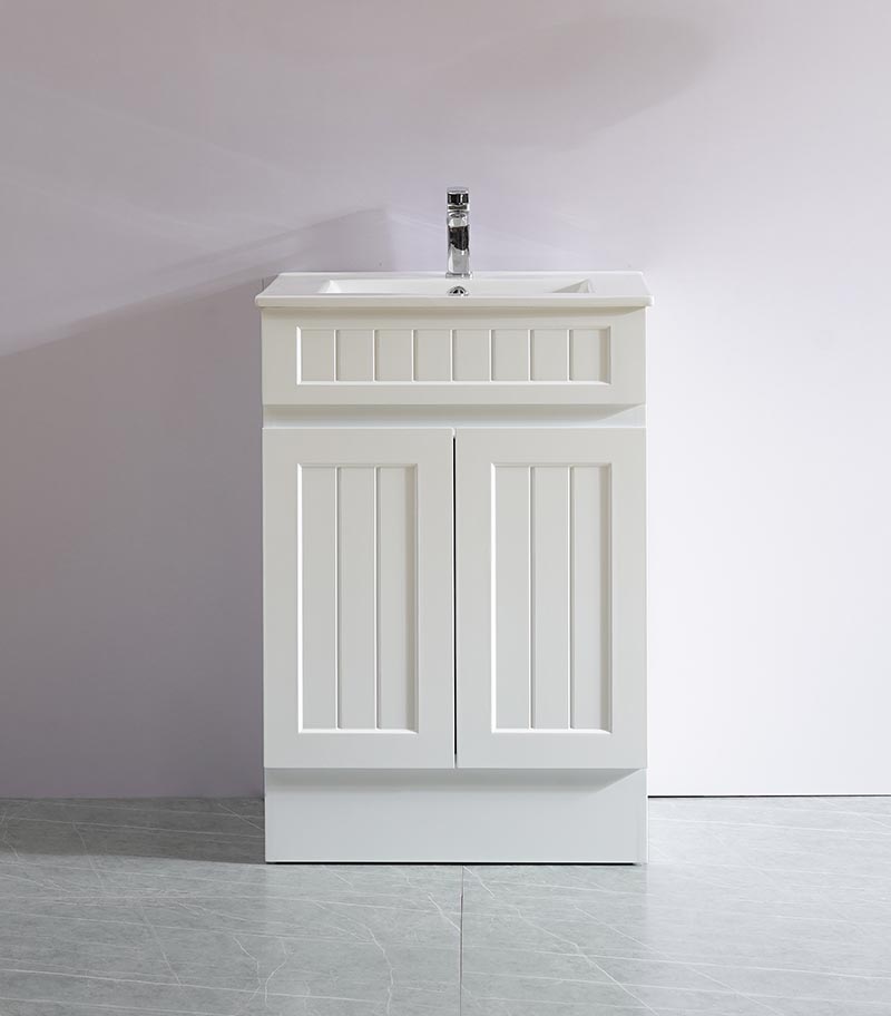 Acacia Shaker Matt White 600mm PVC Freestanding Vanity With Kickboard