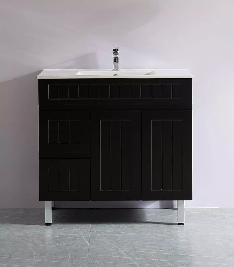 Acacia Shaker Matt Black 900mm PVC Freestanding Vanity