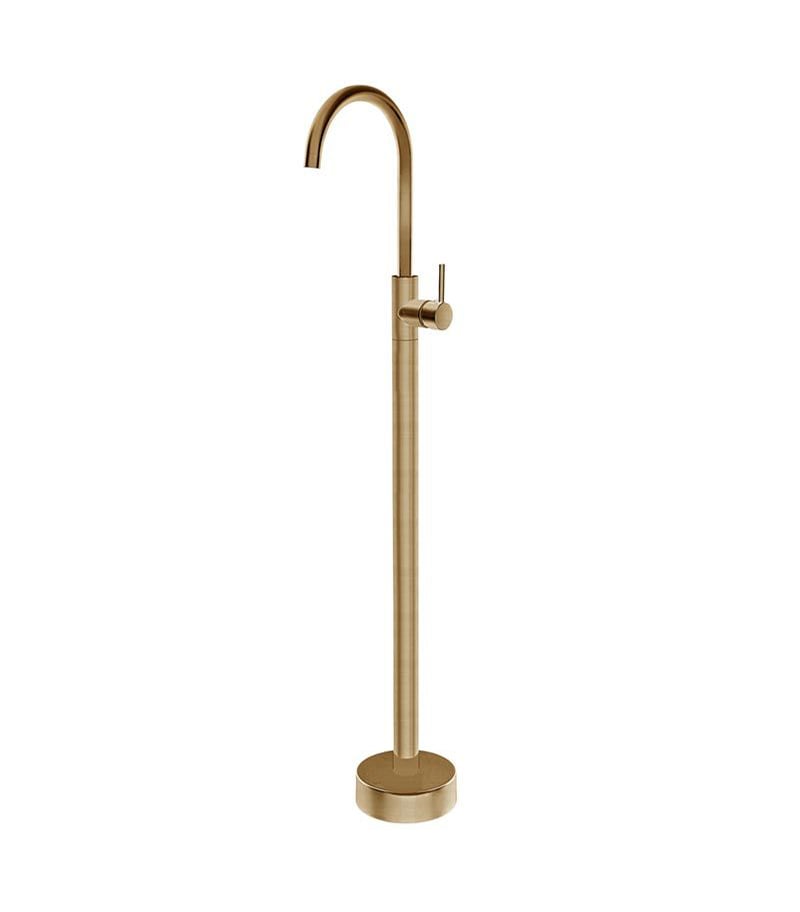 Pentro Round Brushed Yellow Gold Freestanding Bath Spout & Mixer