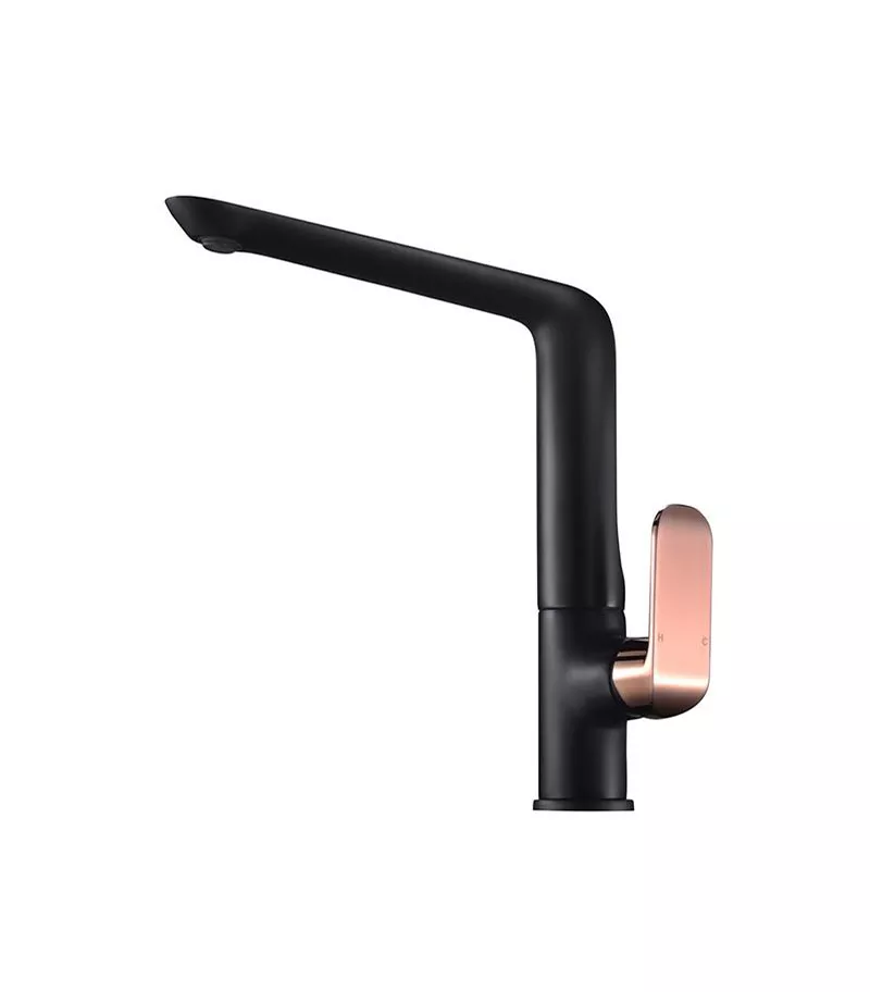 IKON Kara Matt Black & Rose Gold Sink Mixer