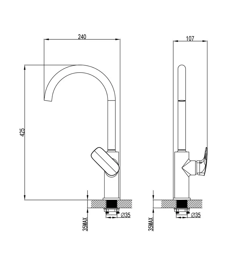 Specification For IKON Kara Gooseneck Sink Mixer