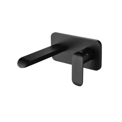 IKON Kara Matt Black Wall Mount Basin or Bath Mixer