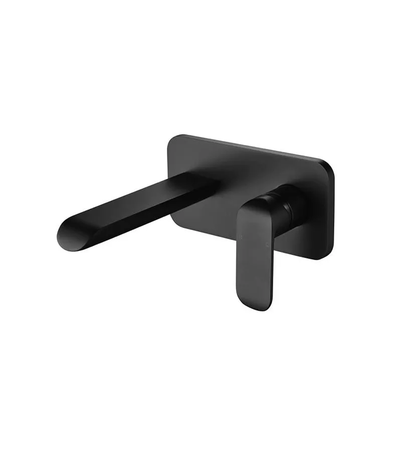 IKON Kara Matt Black Wall Mount Basin or Bath Mixer