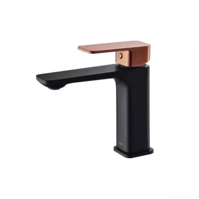 IKON Seto Matt Black & Rose Gold Basin Mixer