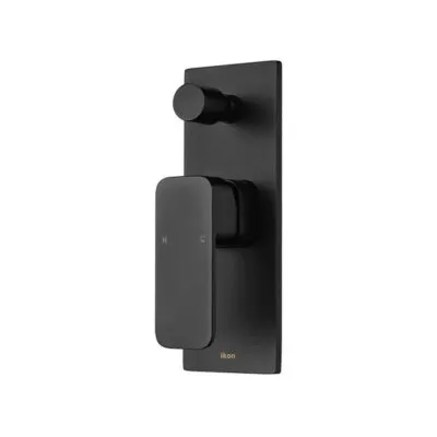 IKON Seto Matt Black Wall Mixer With Diverter