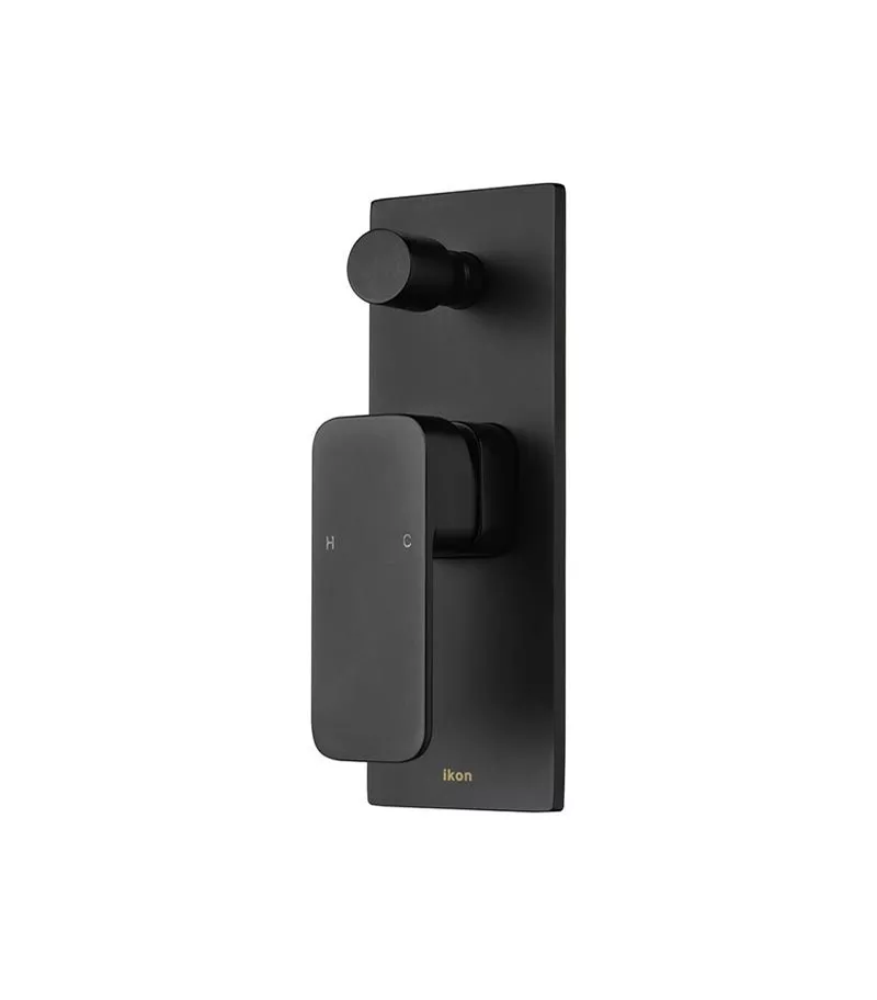 IKON Seto Matt Black Wall Mixer With Diverter