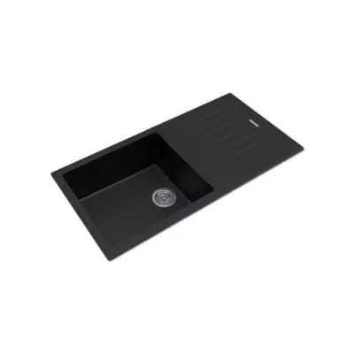 Arete Black Granite Kitchen Sink With Drainboard 1000mm OX1050.KS