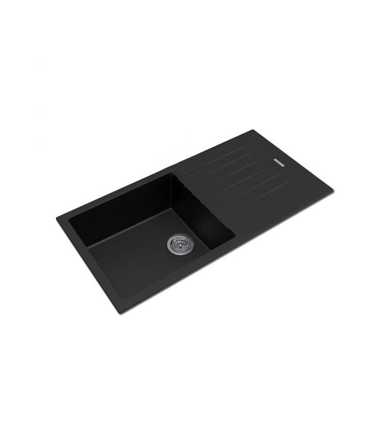 Arete Black Granite Kitchen Sink With Drainboard 1000mm OX1050.KS