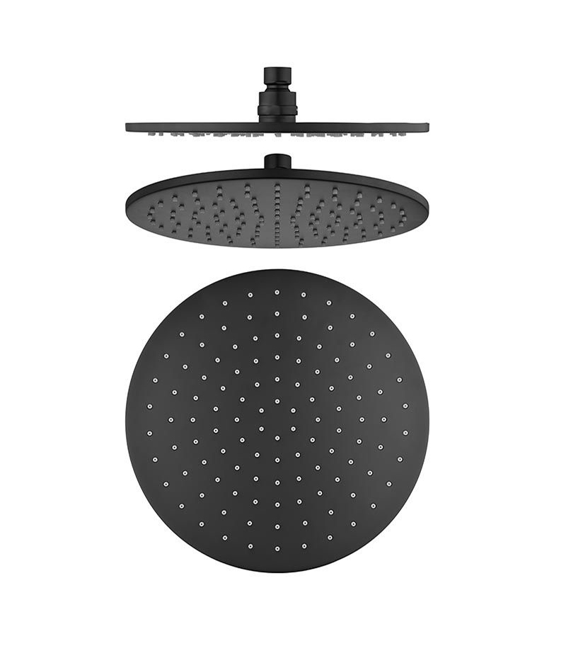 Pentro Round Matt Black Shower Head 250mm