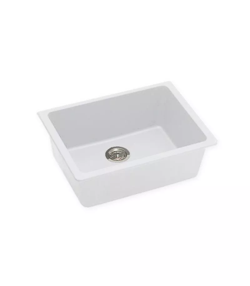 Arete White Granite Rectangle Kitchen Sink 635mm WH6347.KS