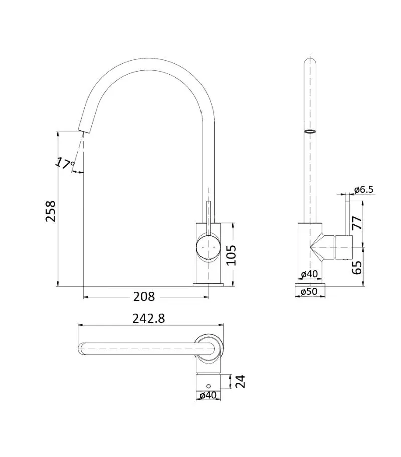 Hali Gooseneck Sink Mixer - Specification