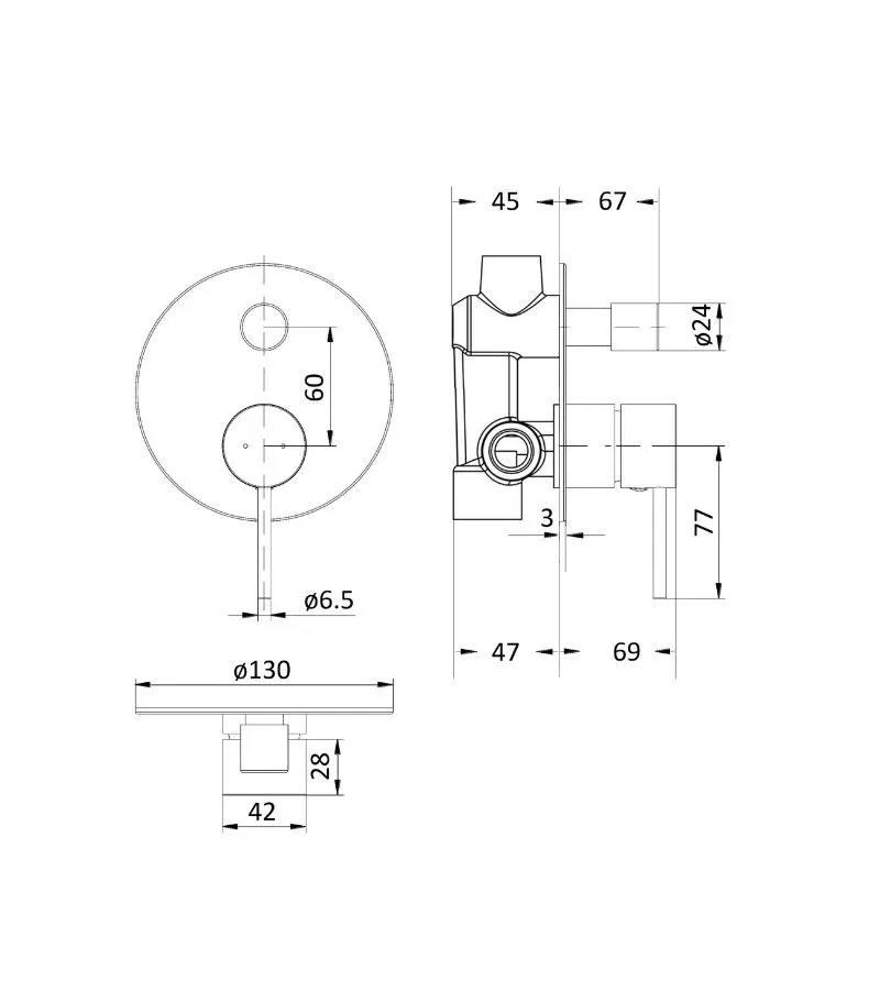 Hali Wall Mixer with Diverter - Specification