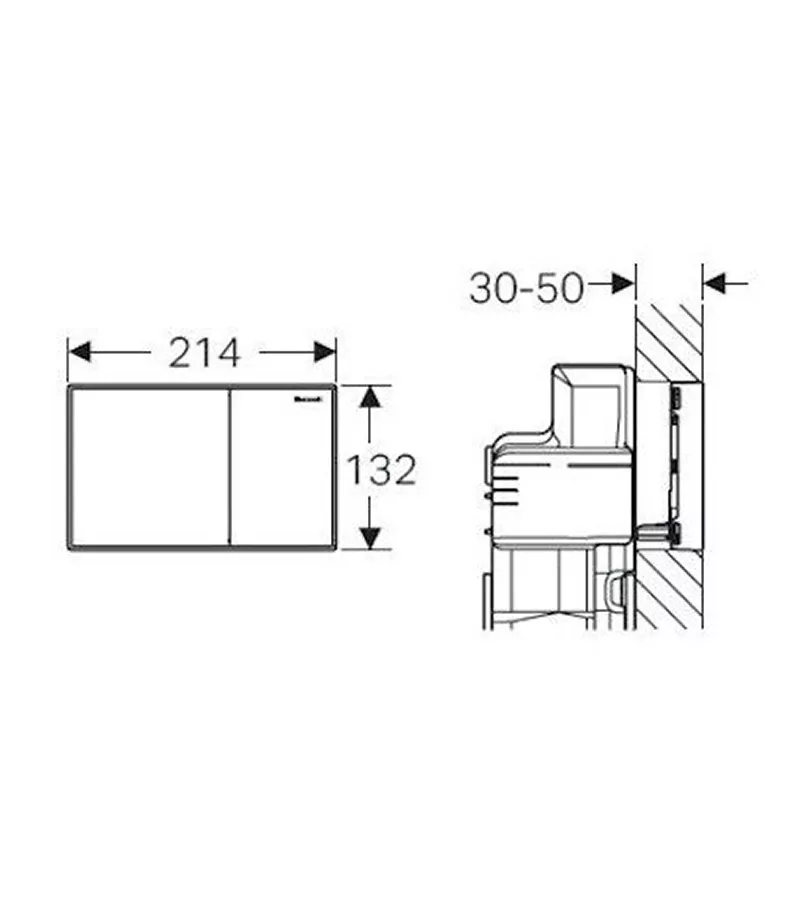 Square Brushed Chrome Toilet Button Sigma60GH