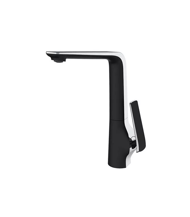 Esperia Matt Black & Chrome Tall Sink Mixer Swivel Head