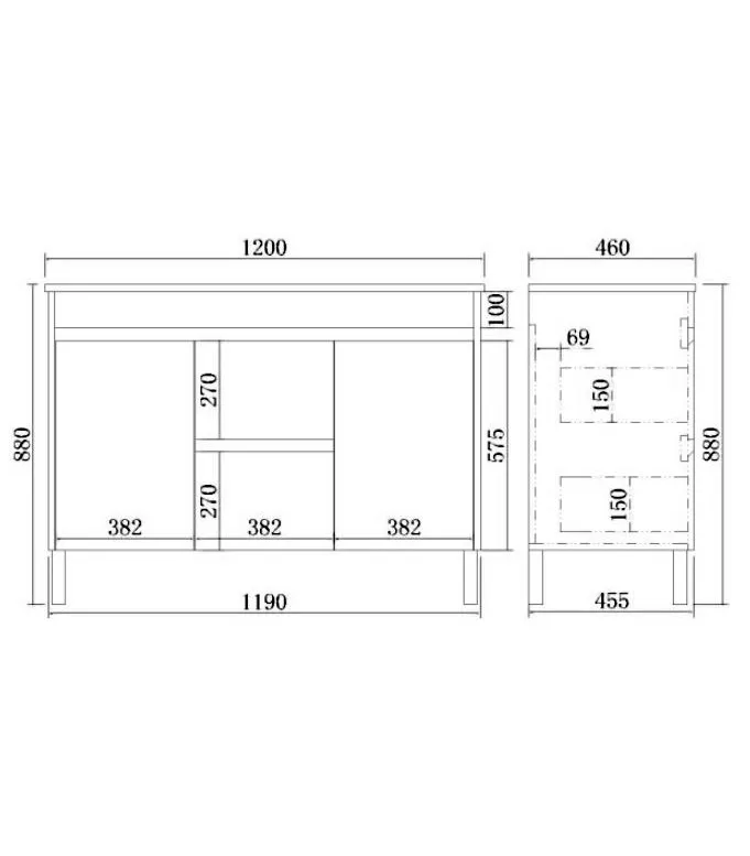 Concreto 1200mm Double Bowls Plywood Freestanding Vanity