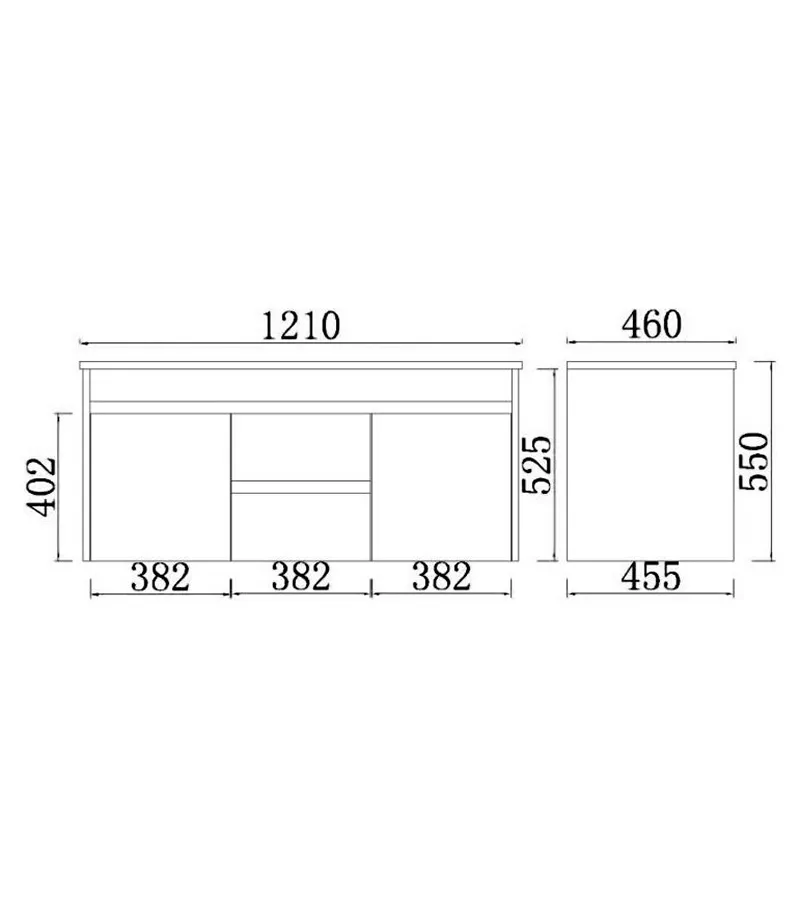 Concreto 1200mm Double Bowls Plywood Wall Hung Vanity