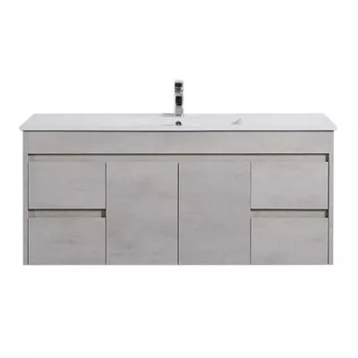 Nova 1200mm Single Bowl Wall Hung Vanity - Concrete Grey