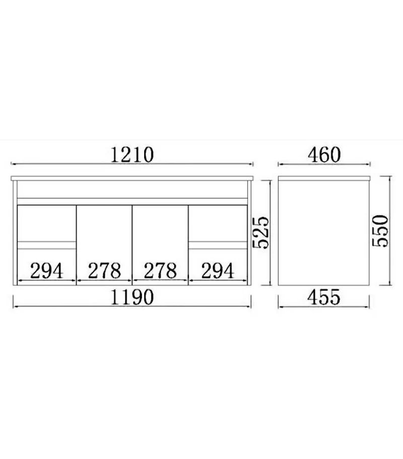 Concreto 1200mm Single Bowl Plywood Wall Hung Vanity