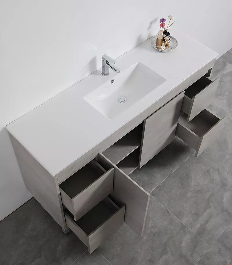 Nova 1500mm Single Bowl Freestanding Vanity - Concrete Grey Topview