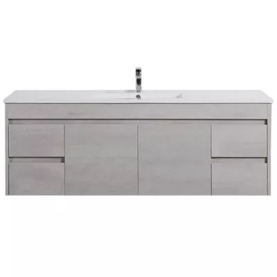 Nova 1500mm Single Bowl Wall Hung Vanity - Concrete Grey