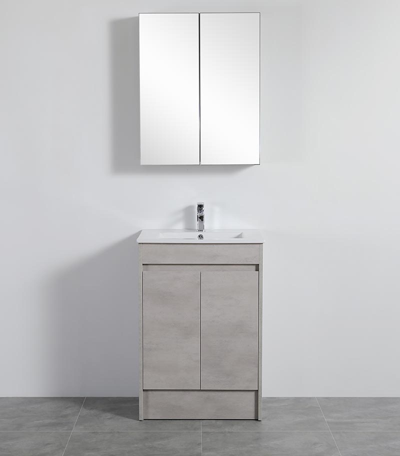 Nova 600mm Freestanding Vanity On Kickboard - Concrete Grey