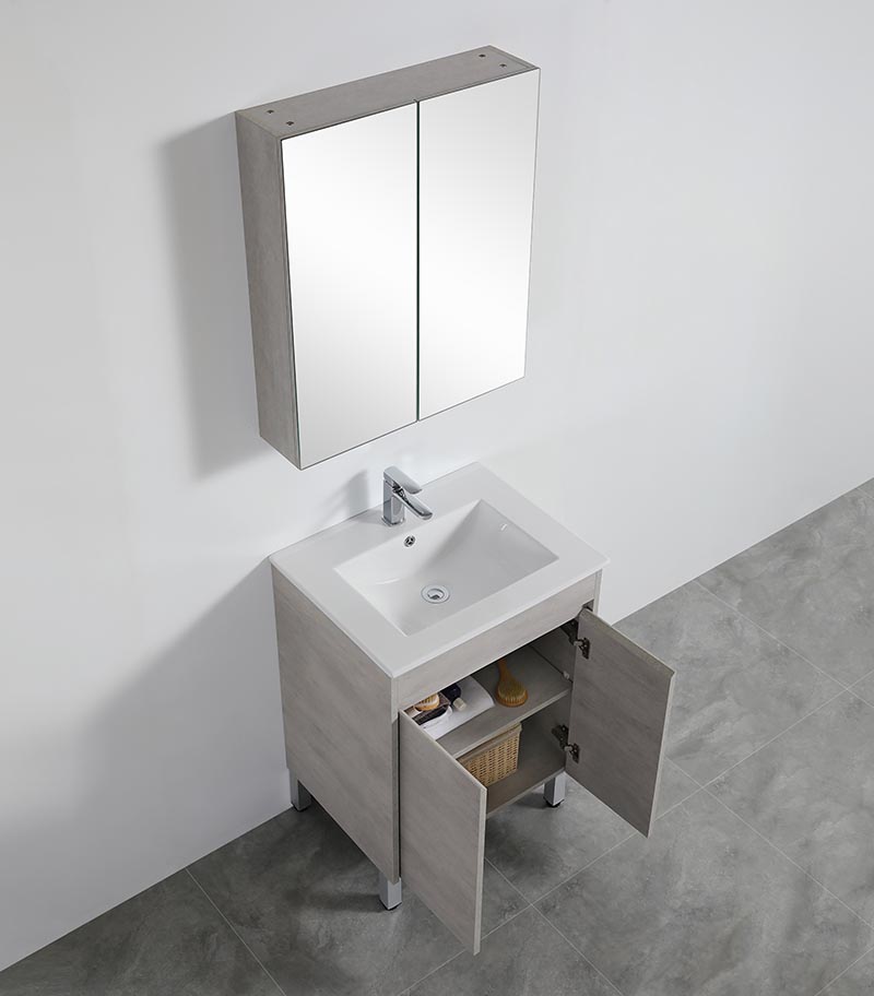 Nova 600mm Freestanding Vanity On Legs - Concrete Grey Topview