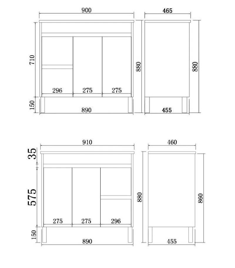 Concreto 900mm Plywood Freestanding Vanity