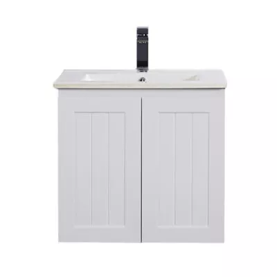 Acacia Shaker Matt White 600mm Wall Hung Vanity