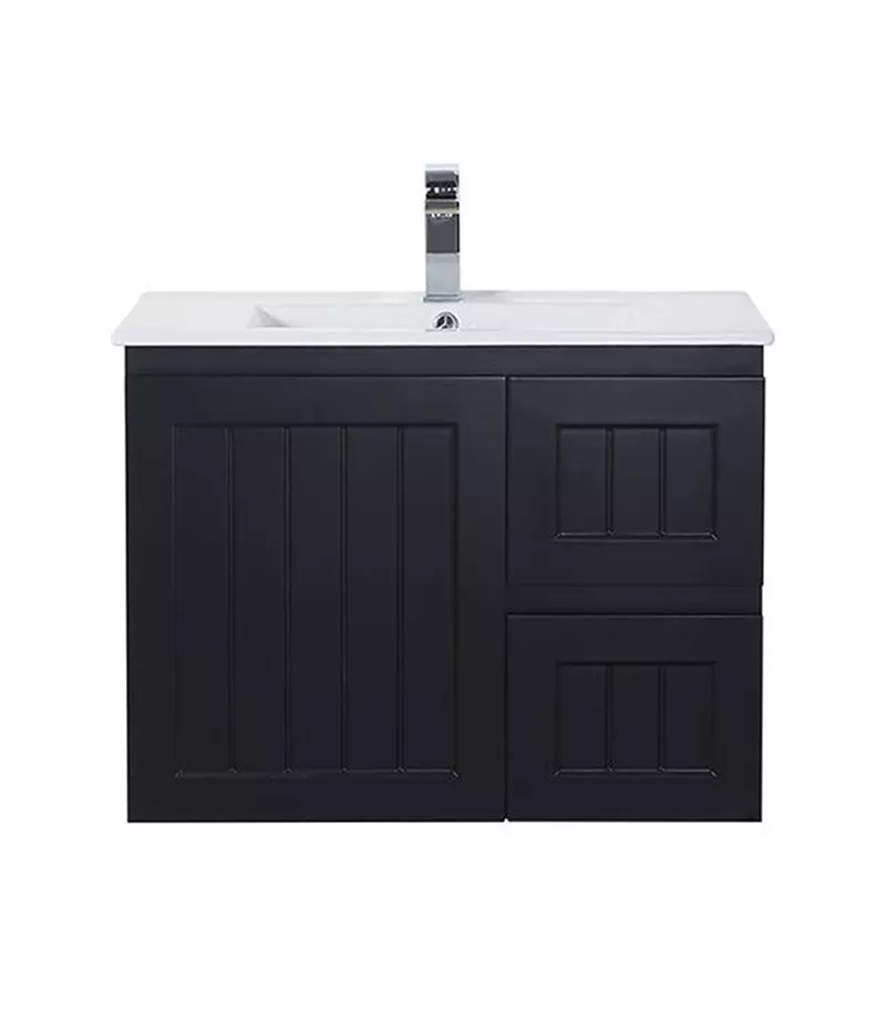 Acacia Shaker Matt Black 750mm PVC Wall Hung Vanity