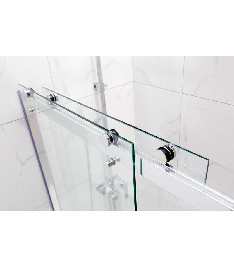 Chrome By-Passing Doors Frameless Wall To Wall Shower Screen