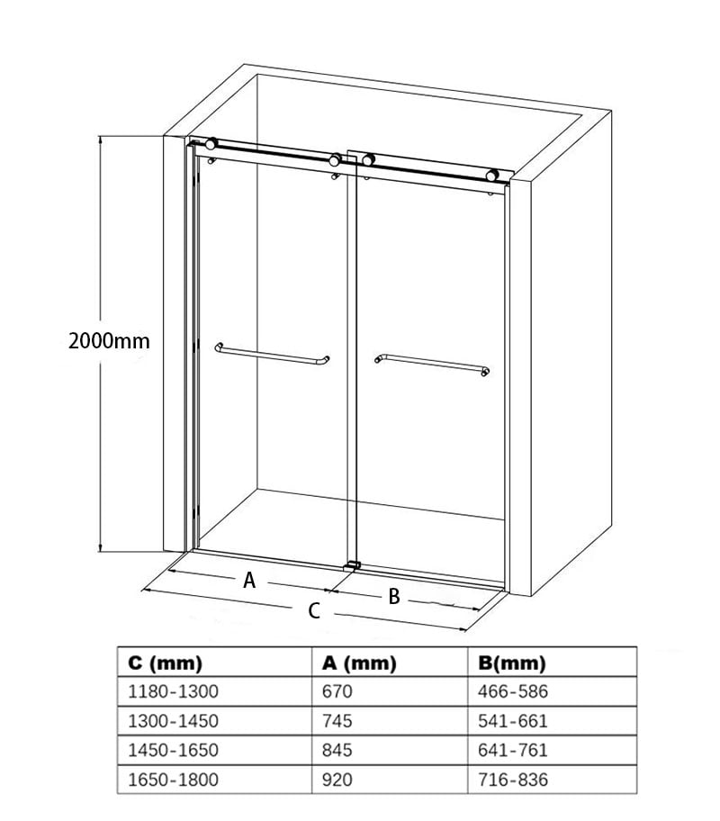 By-Passing Doors Frameless Wall To Wall Shower Screen Specification