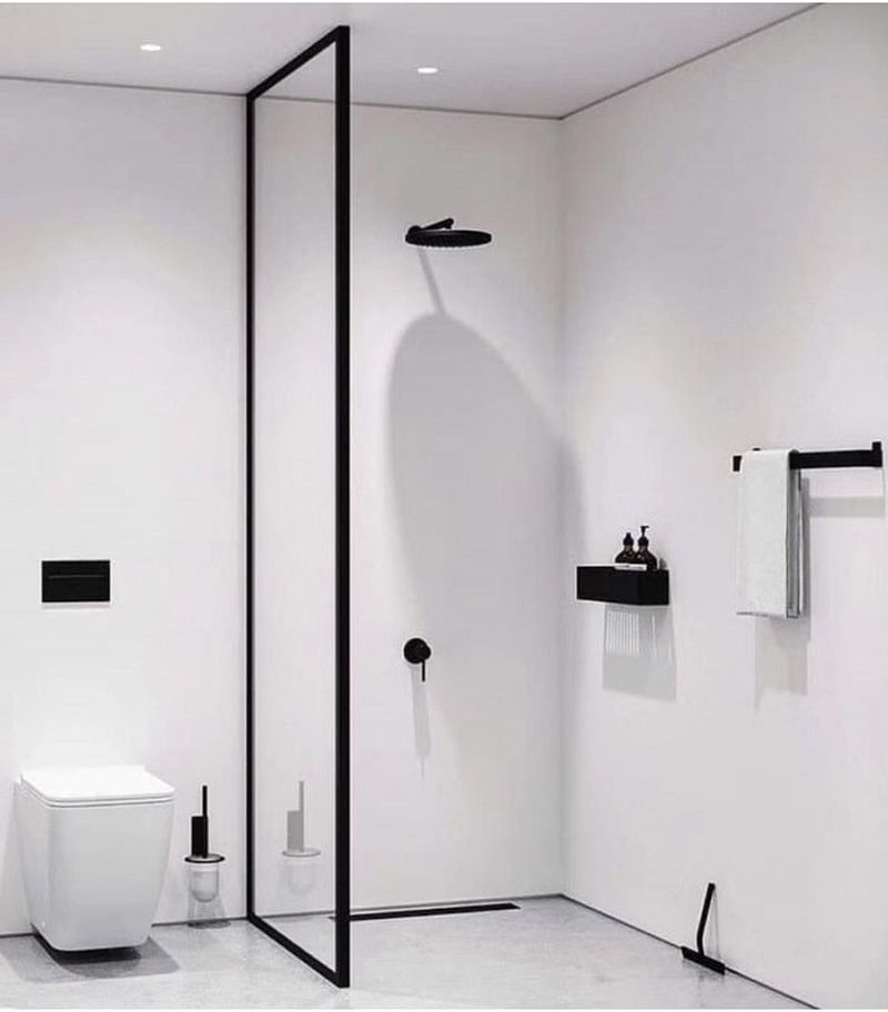 Black Full Framed 10mm Single Panel Shower Screen