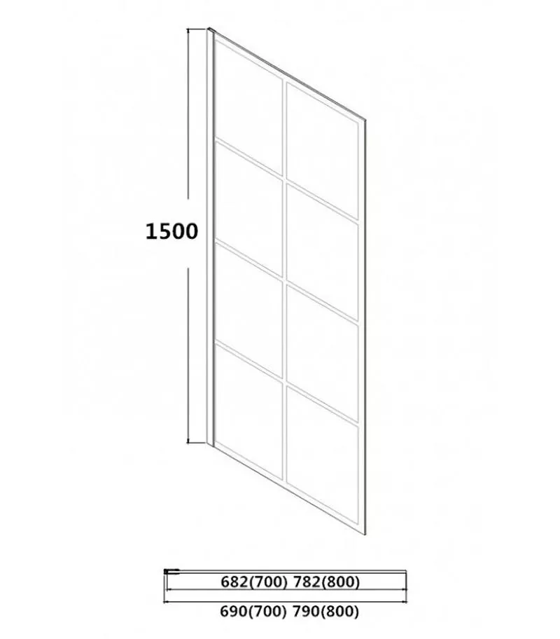 6mm Glass Matt Black Grid Fixed Bath Screen Specification