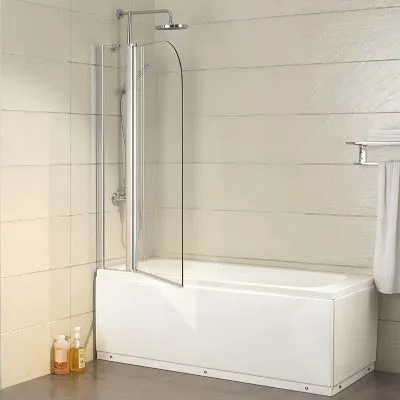 6mm Glass Fixed & Swing Panels Bath Screen - Chrome