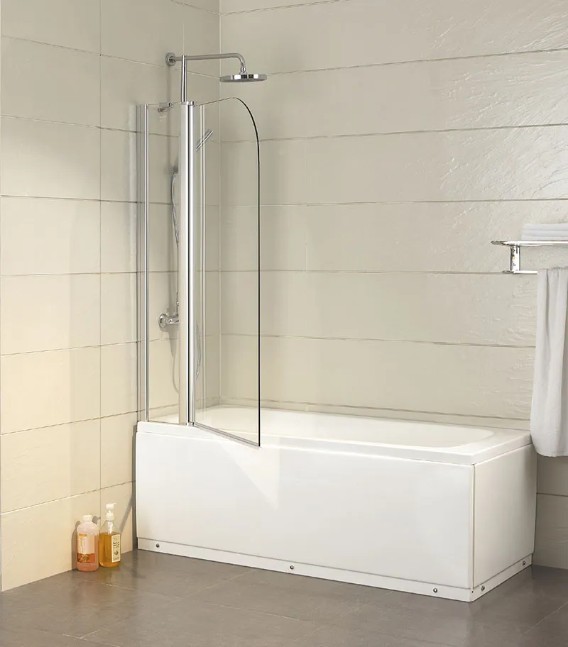 6mm Glass Fixed & Swing Panels Bath Screen - Chrome
