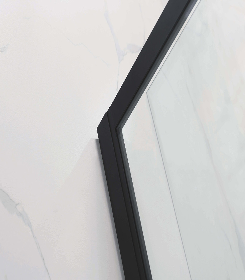 700-1470mm Matt Black Semi Frameless Wall To Wall Shower Screen