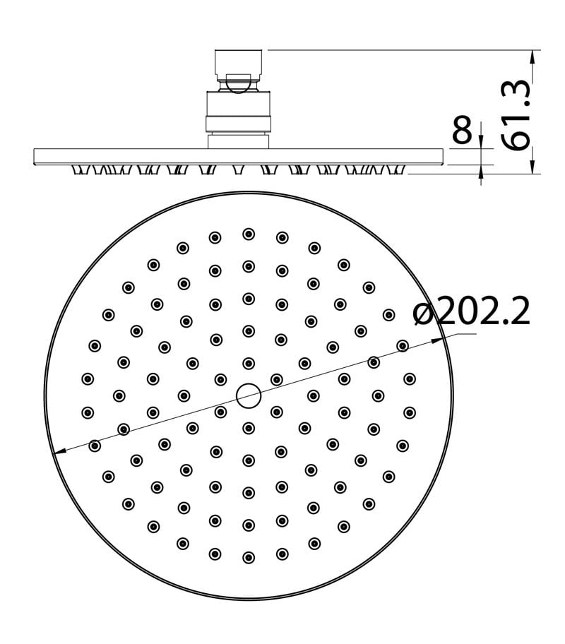 Specification For Cora 200mm Shower Head