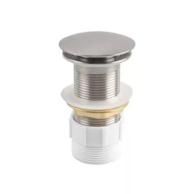 Aqua 32/40mm Mushroom Basin Pop Up Waste With No Overflow - Brushed Nickel With Adaptor