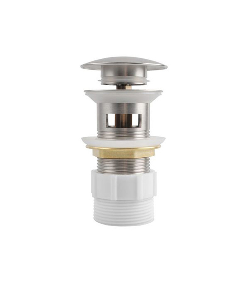 Aqua 32/40mm Mushroom Basin Pop Up Waste With Overflow - Brushed Nickel With Adaptor
