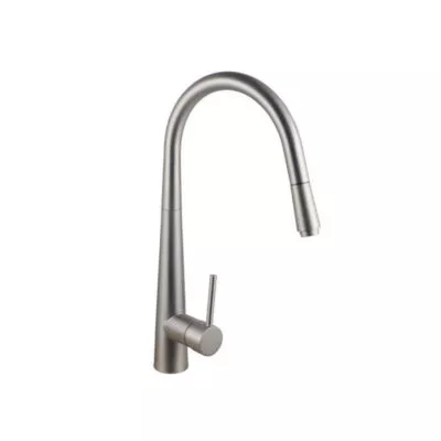 Lucid Round Gooseneck Pull Out Sink Mixer - Brushed Nickel