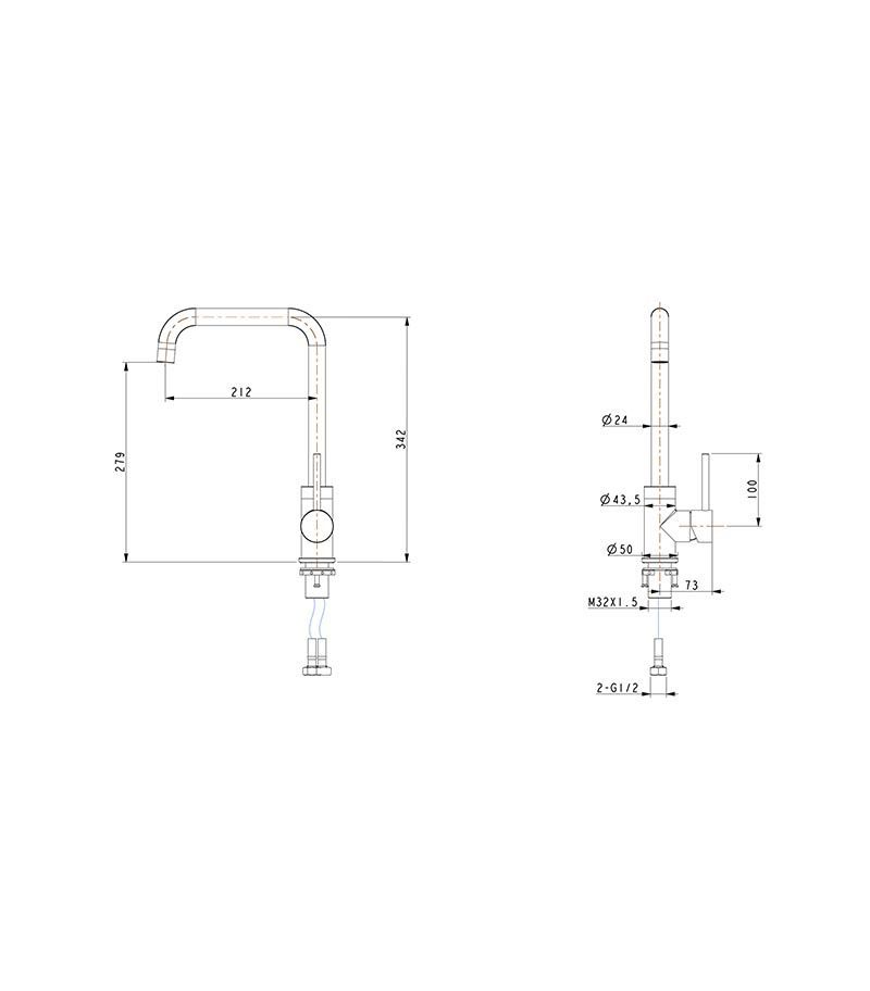 Specification For Opus High Rise Sink Mixer