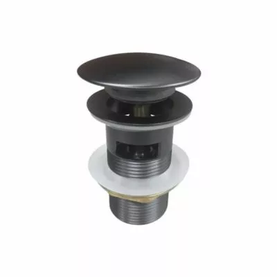Aqua 32/40mm Mushroom Basin Pop Up Waste With Overflow - Gunmetal Grey