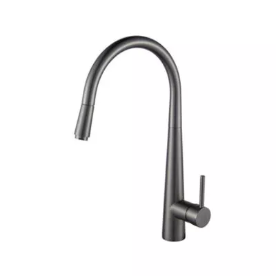 Aqua Gunmetal Grey Pull Out Gooseneck Round Kitchen Mixer